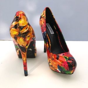 Steve Madden floral platform heels.